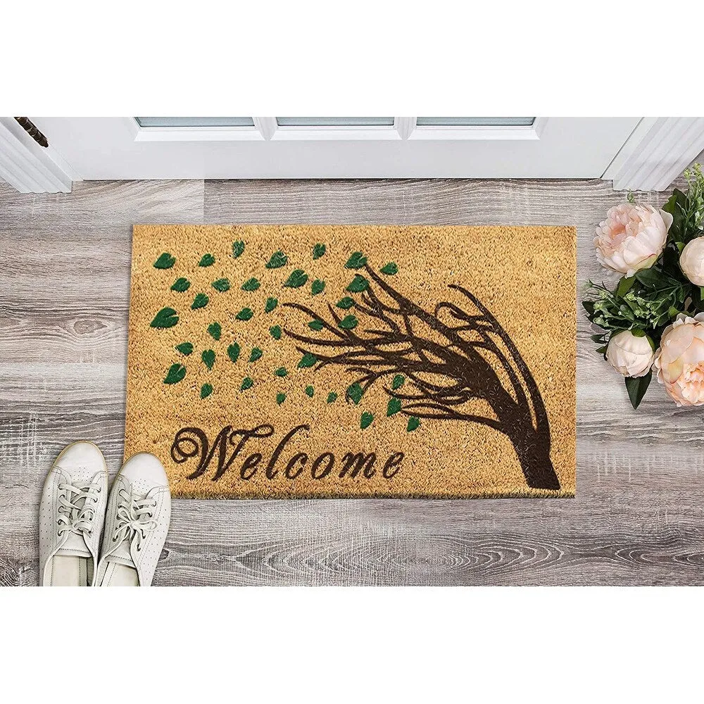 First Impression Welcome Tree Fade Resistant Flocked Doormat 18 X 30