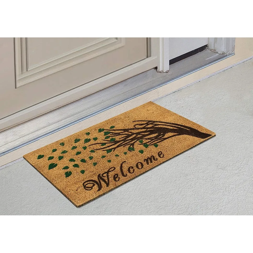 First Impression Welcome Tree Fade Resistant Flocked Doormat 18 X 30