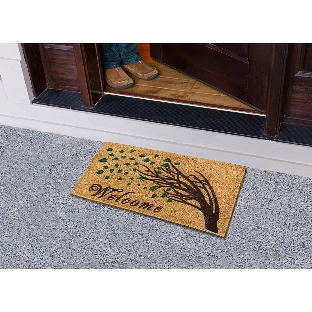 First Impression Welcome Tree Fade Resistant Flocked Doormat 18 X 30