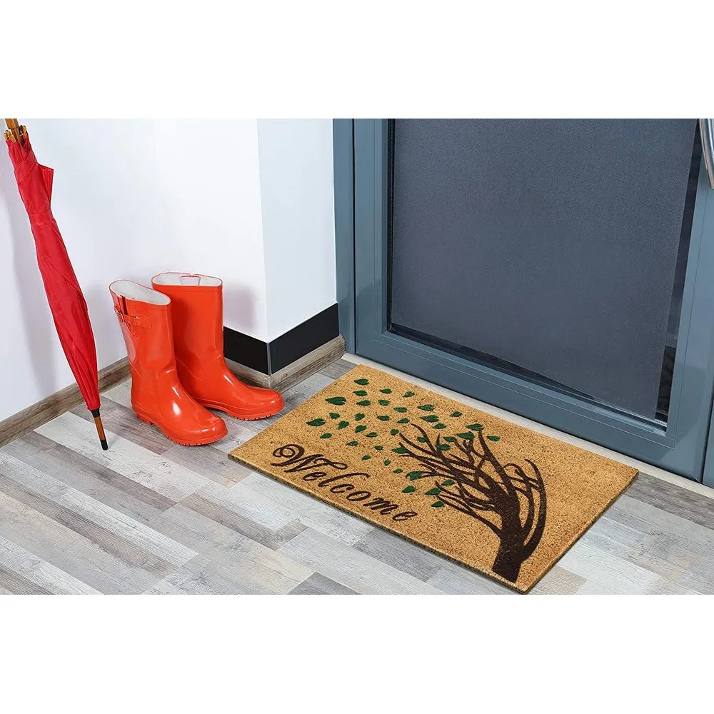 First Impression Welcome Tree Fade Resistant Flocked Doormat 18 X 30