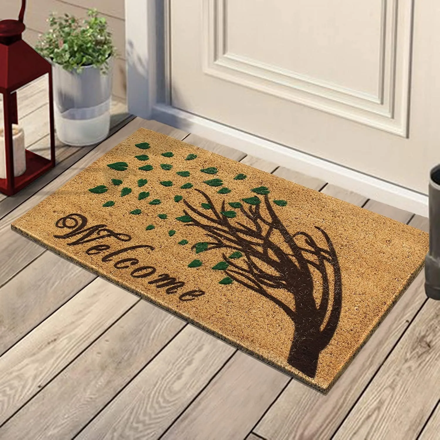 First Impression Welcome Tree Fade Resistant Flocked Doormat 18 X 30