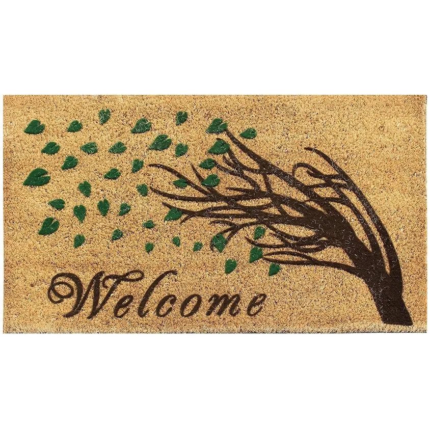 First Impression Welcome Tree Fade Resistant Flocked Doormat 18 X 30