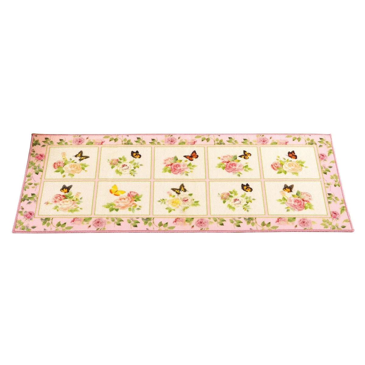 Floral Butterfly Garden Skid-Resistant Accent Rug - 9.750 x 9.000 x 3.500