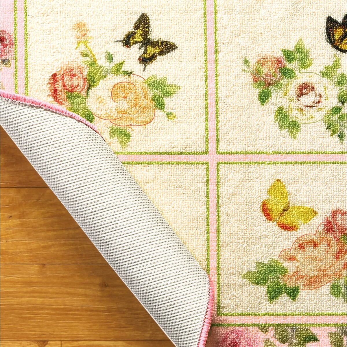 Floral Butterfly Garden Skid-Resistant Accent Rug - 9.750 x 9.000 x 3.500