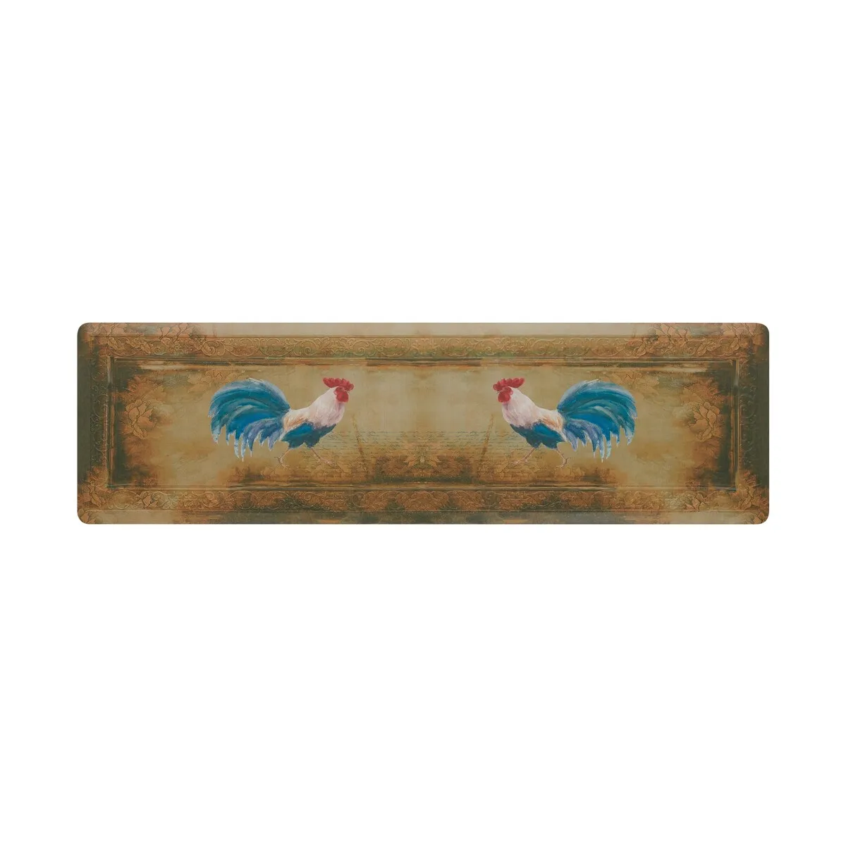 Floral Vintage Rooster Novelty Anti-Fatigue Kitchen Wellness Mat