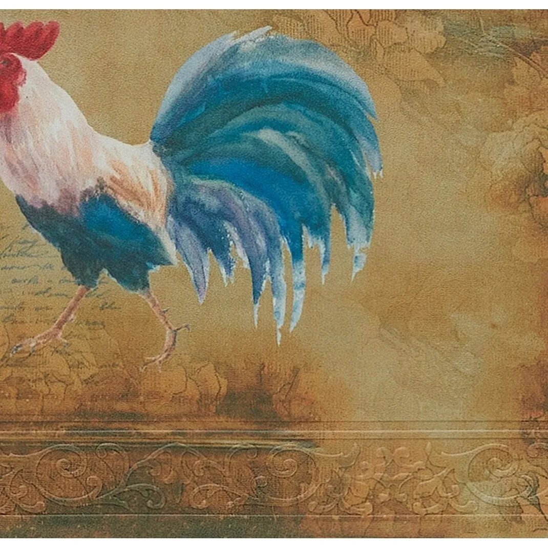 Floral Vintage Rooster Novelty Anti-Fatigue Kitchen Wellness Mat