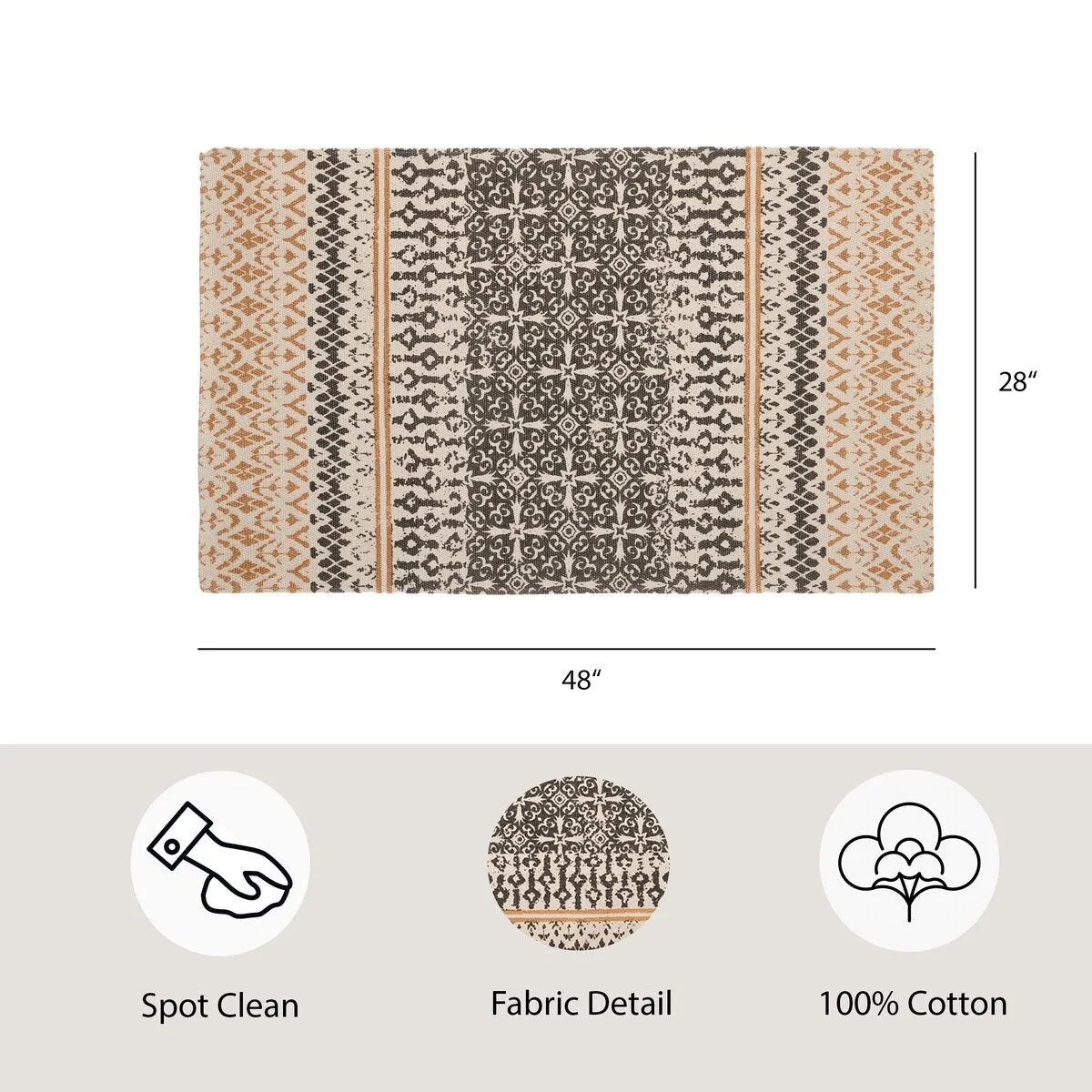 French Connection Stonewash Printed Cotton Doina Palm Accent Rug