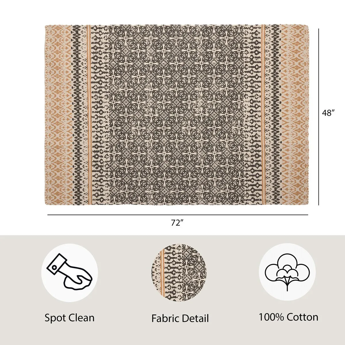 French Connection Stonewash Printed Cotton Doina Palm Accent Rug