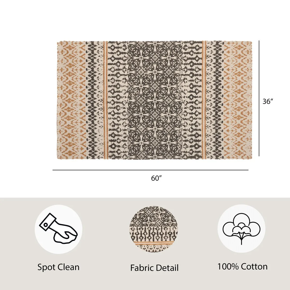 French Connection Stonewash Printed Cotton Doina Palm Accent Rug