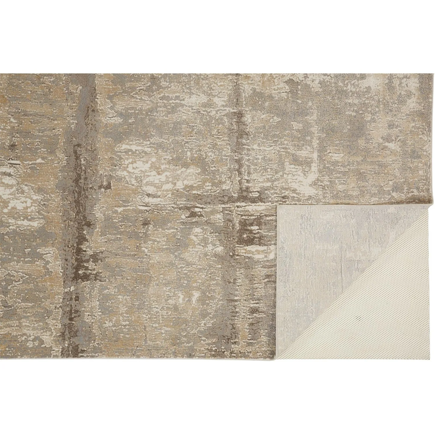 Frida Distressed Abstract Watercolor Accent Rug. Latte Tan/Gray