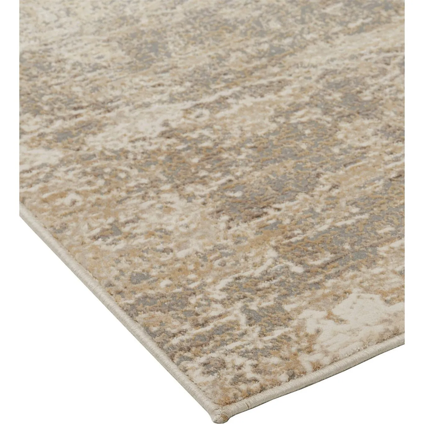 Frida Distressed Abstract Watercolor Accent Rug. Latte Tan/Gray