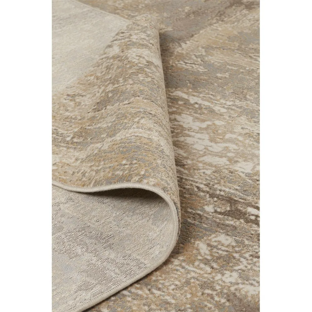 Frida Distressed Abstract Watercolor Accent Rug. Latte Tan/Gray