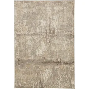 Frida Distressed Abstract Watercolor Accent Rug. Latte Tan/Gray