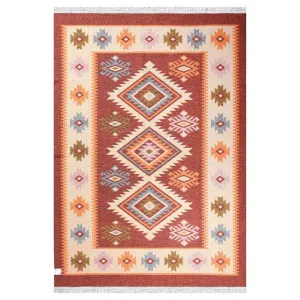 GAD Beautifully Trakya Traditional High Quality Terracott /Cream Kilim - 5'3 X 7'6