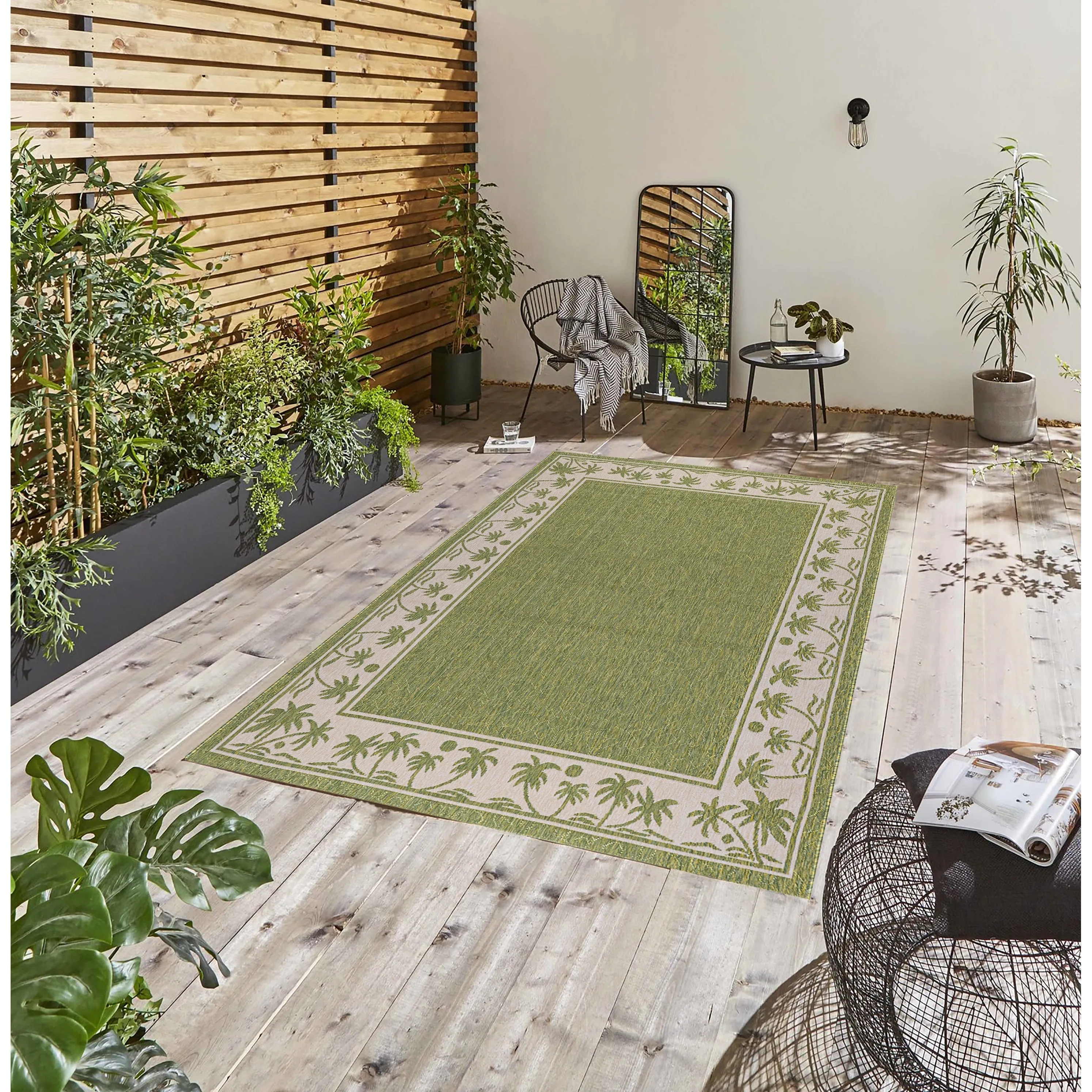 GAD Palms with Tropical Palms Premium Indoor Outdoor Area Rug
