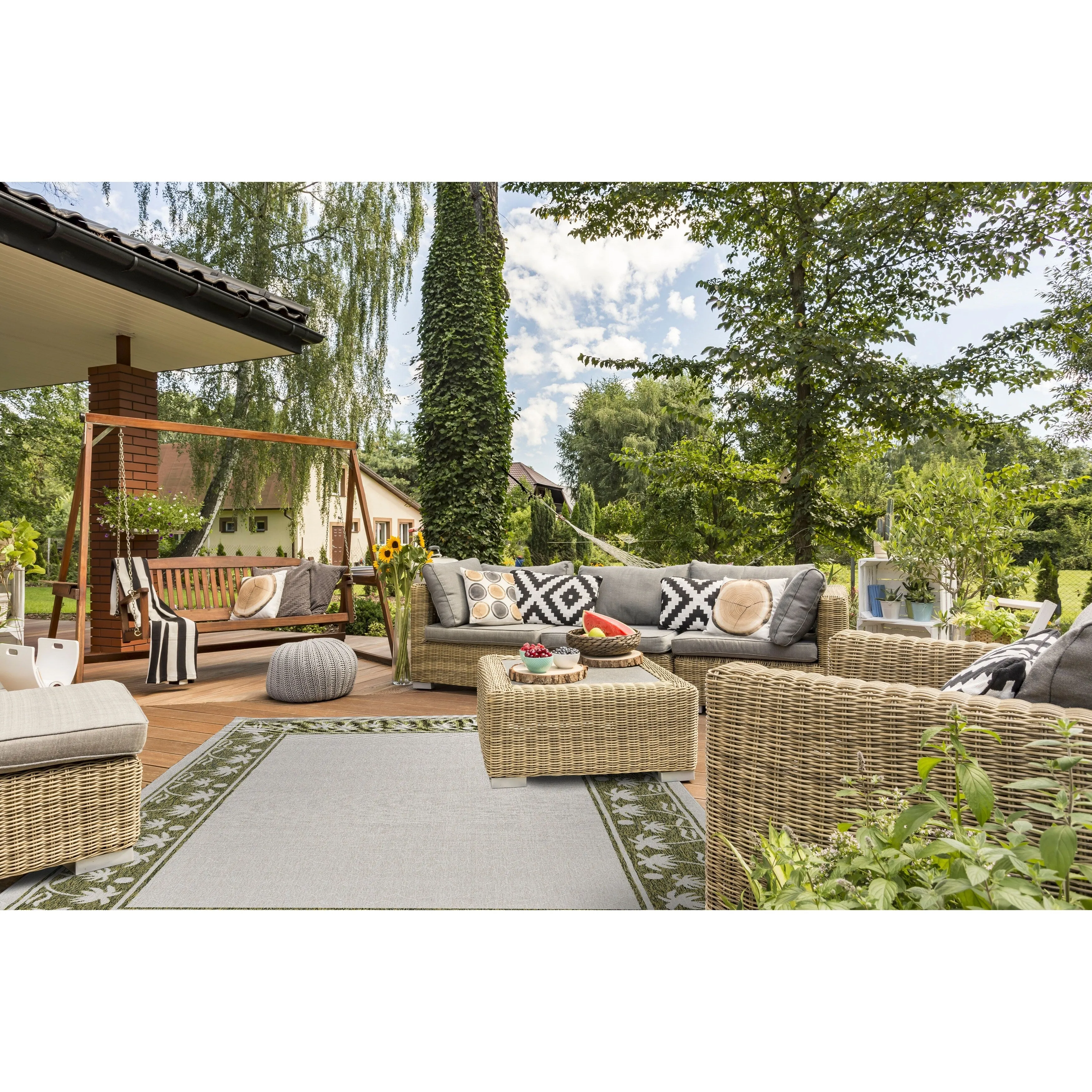 GAD Palms with Tropical Palms Premium Indoor Outdoor Area Rug