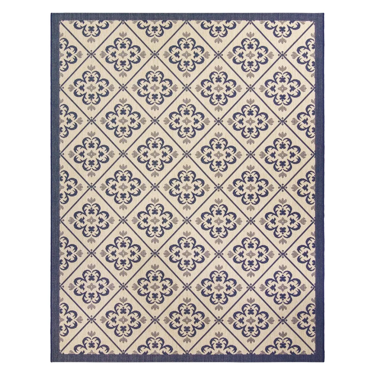 Gertmenian Paseo Bran Transitional Navy Medallion Flatweave Indoor/ Outdoor Area Rug