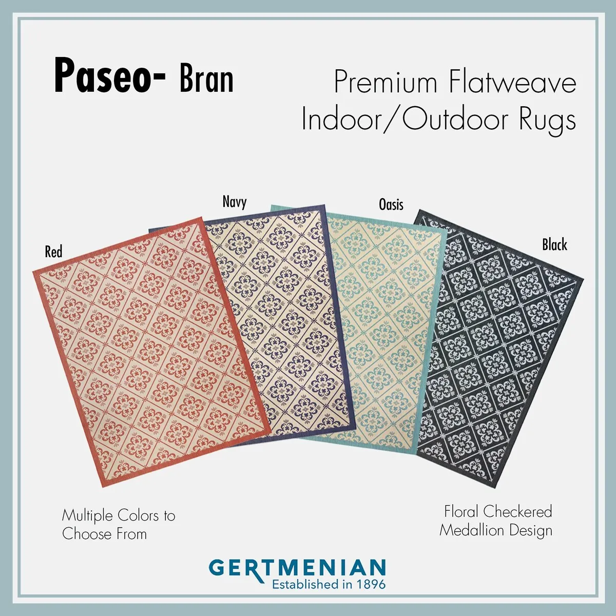 Gertmenian Paseo Bran Transitional Navy Medallion Flatweave Indoor/ Outdoor Area Rug