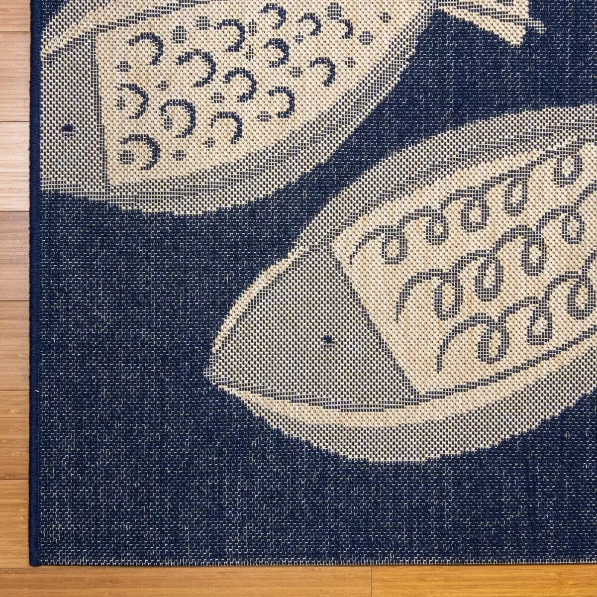 Gertmenian Paseo Loutro Navy Casual Nautical Fish Indoor/ Outdoor Area Rug