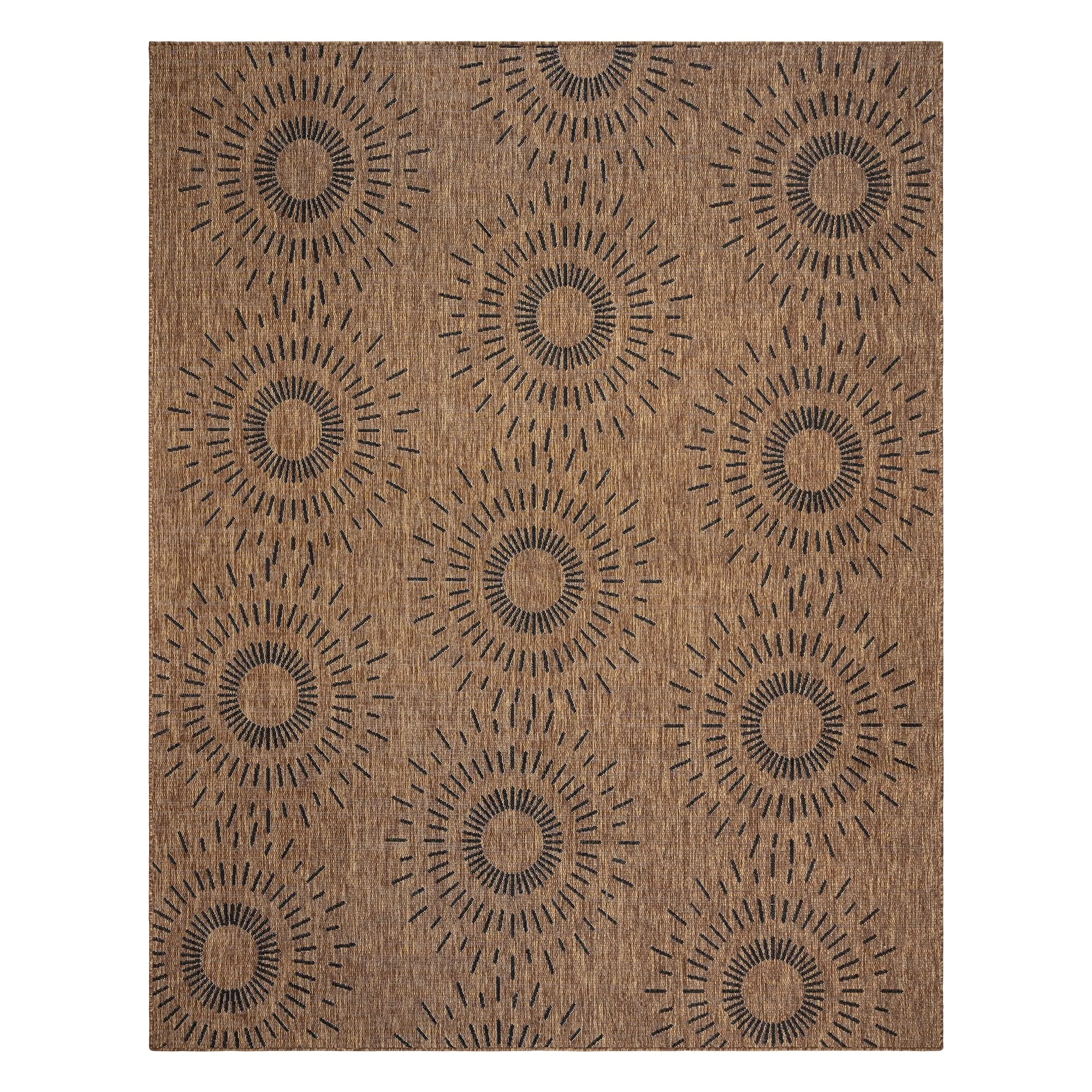 Gertmenian Tropea Tiaret Indoor Outdoor Flatweave Rug. Boho Sunburst Design