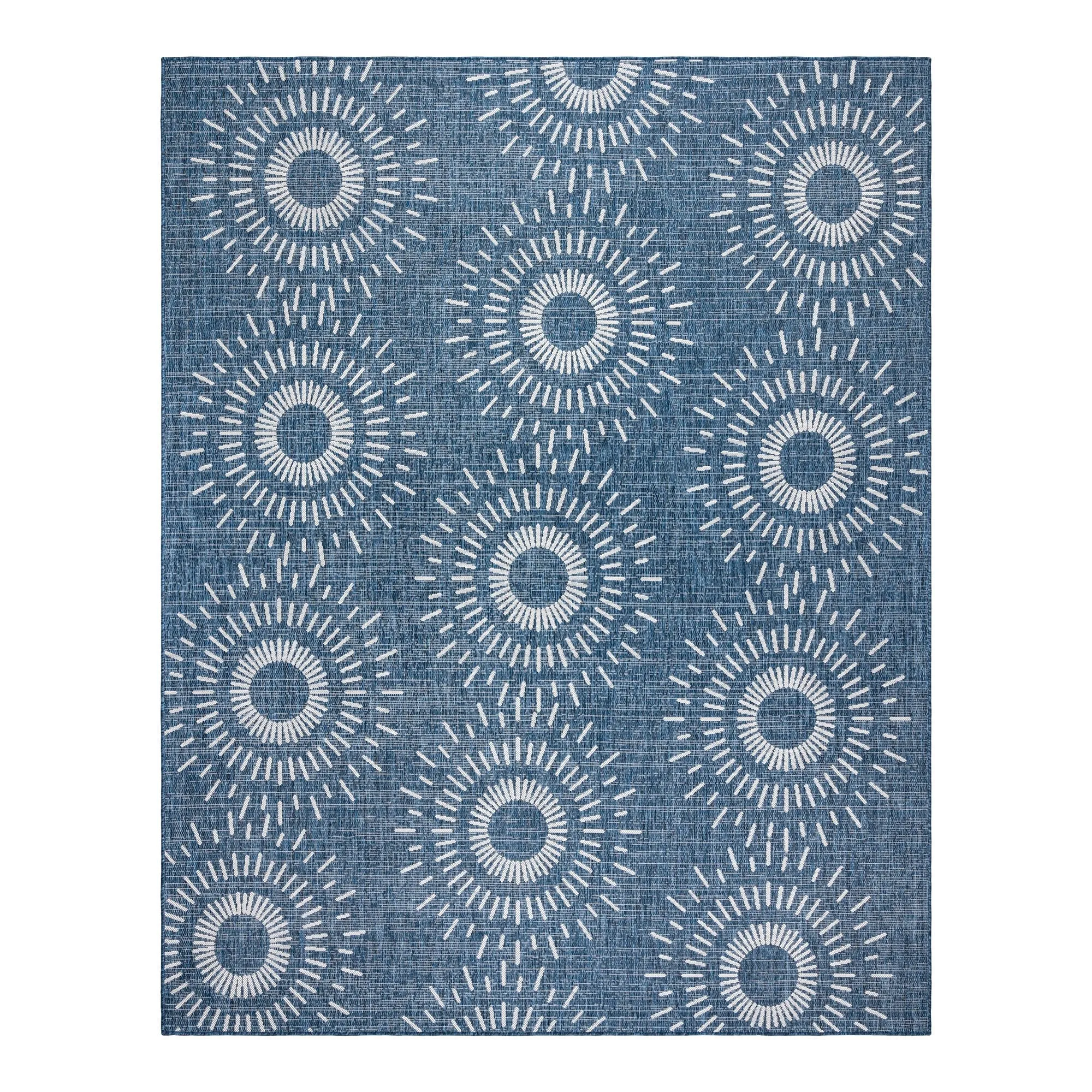 Gertmenian Tropea Tiaret Indoor Outdoor Flatweave Rug. Boho Sunburst Design