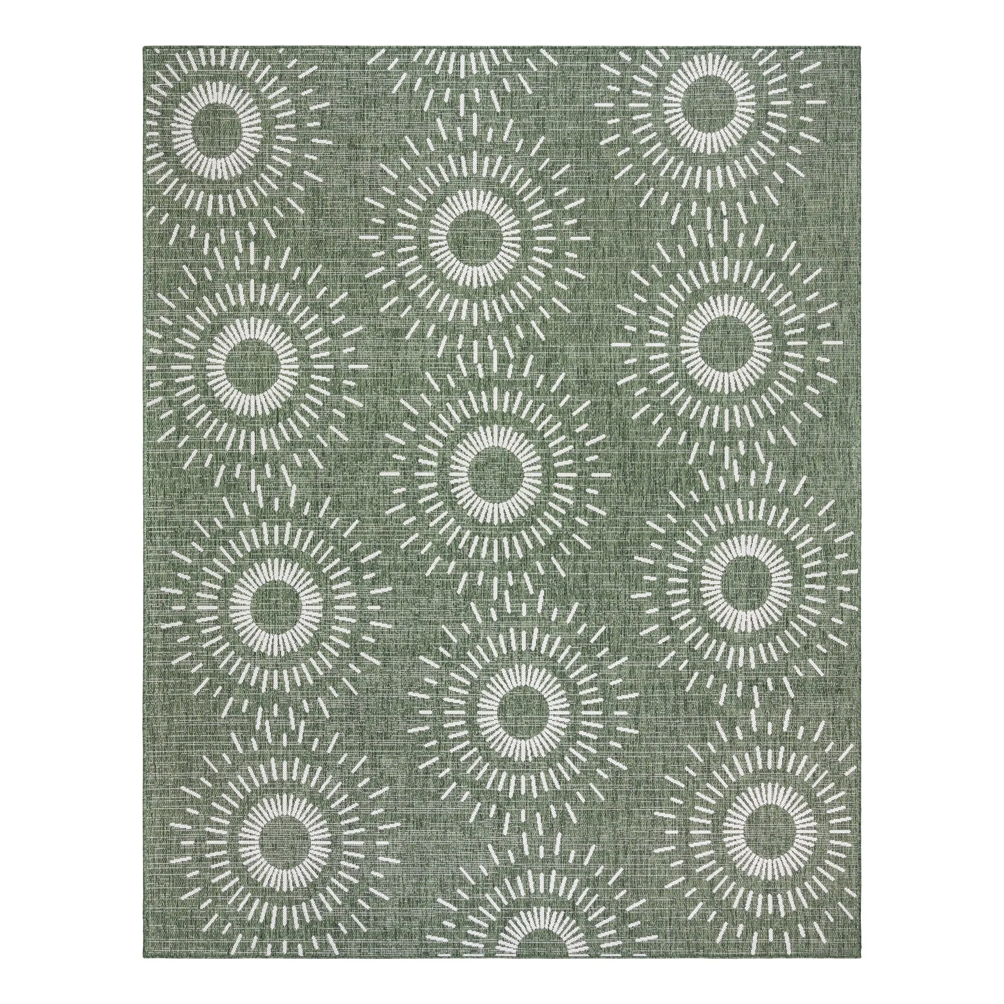 Gertmenian Tropea Tiaret Indoor Outdoor Flatweave Rug. Boho Sunburst Design