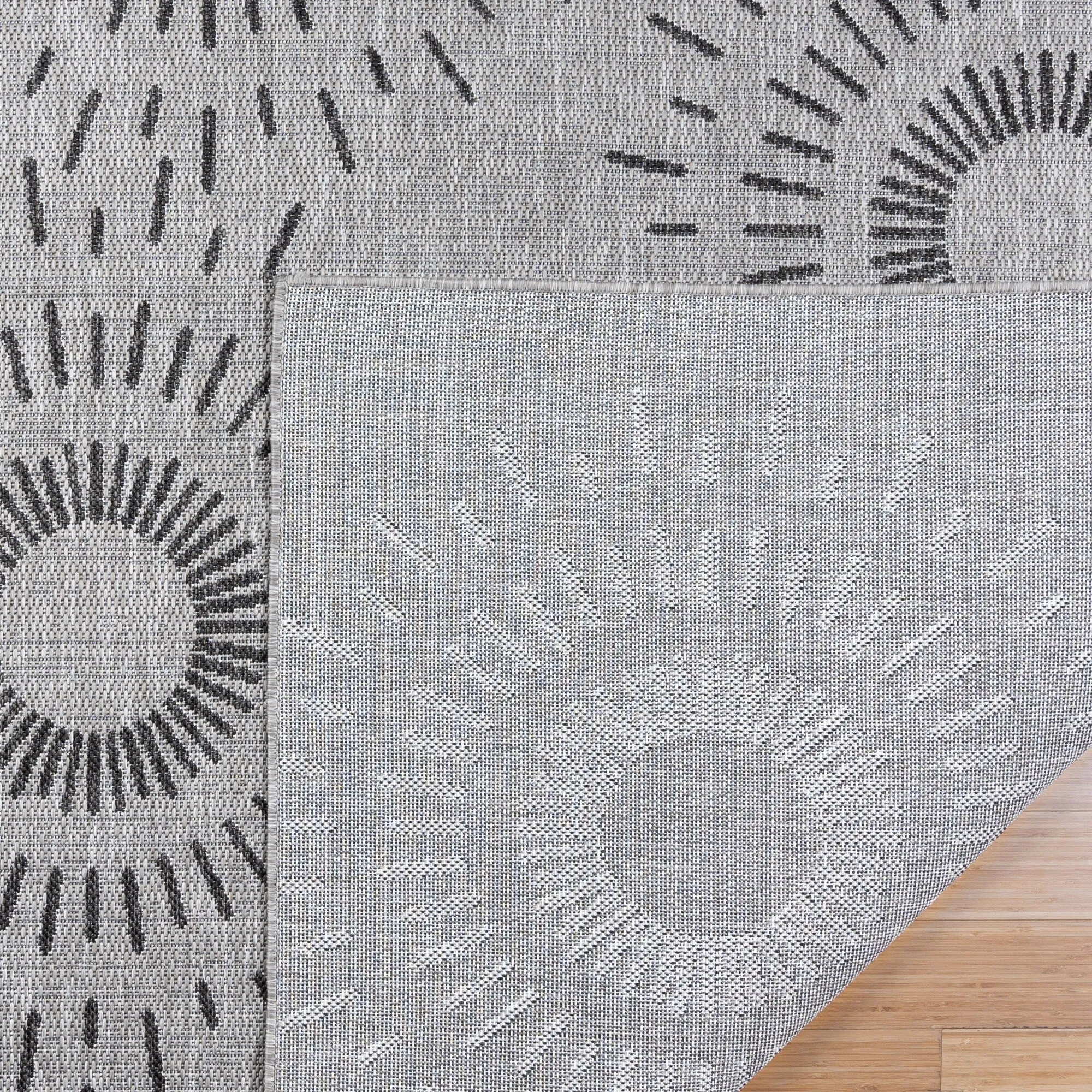 Gertmenian Tropea Tiaret Indoor Outdoor Flatweave Rug. Boho Sunburst Design