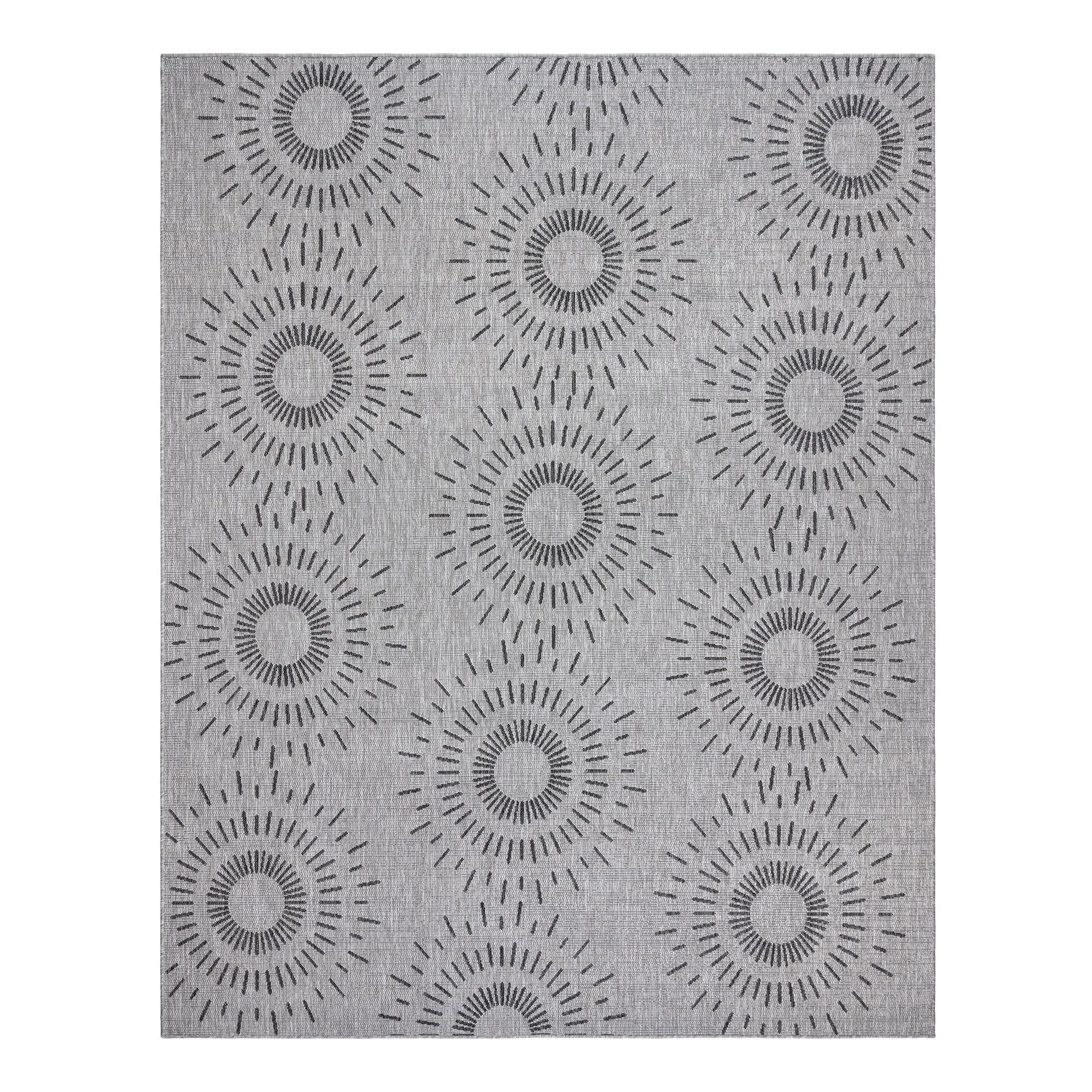 Gertmenian Tropea Tiaret Indoor Outdoor Flatweave Rug. Boho Sunburst Design