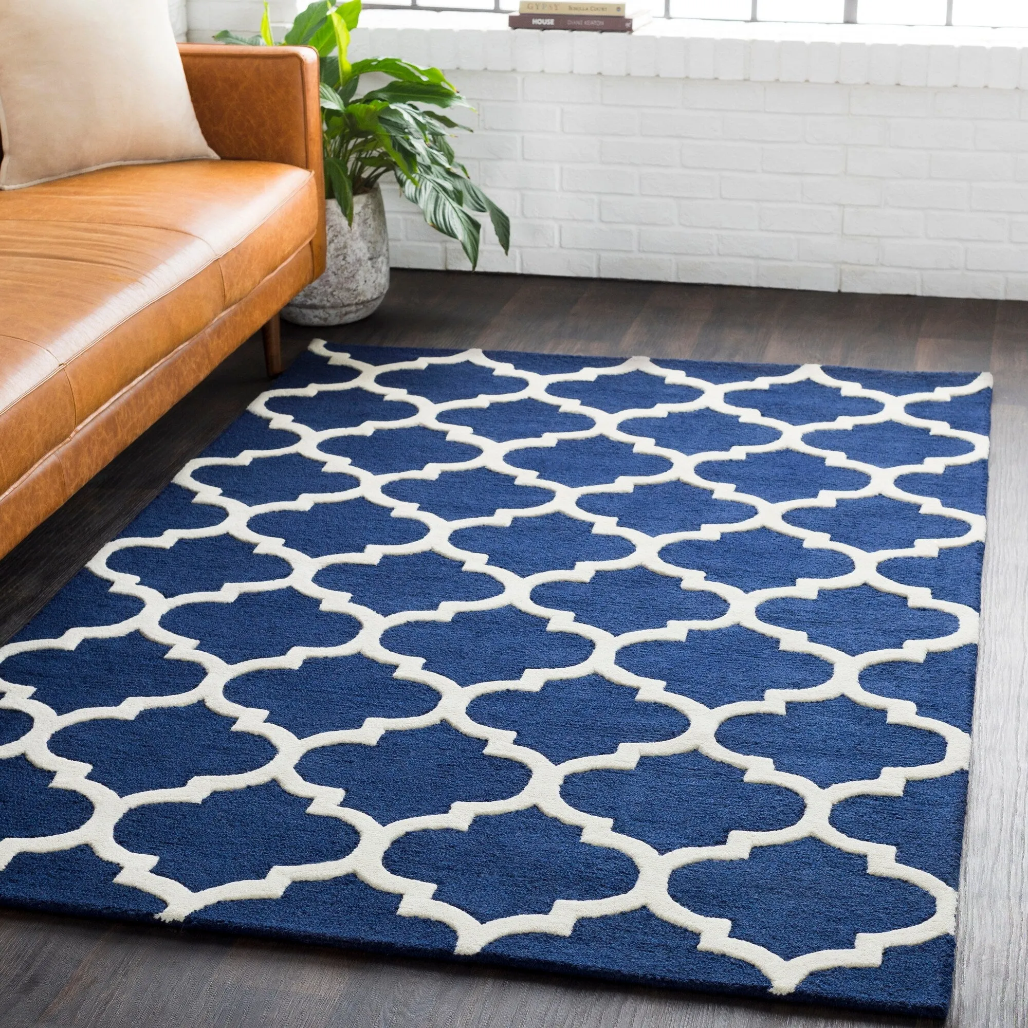 Hand-Tufted Fram Moroccan Trellis Wool Rug