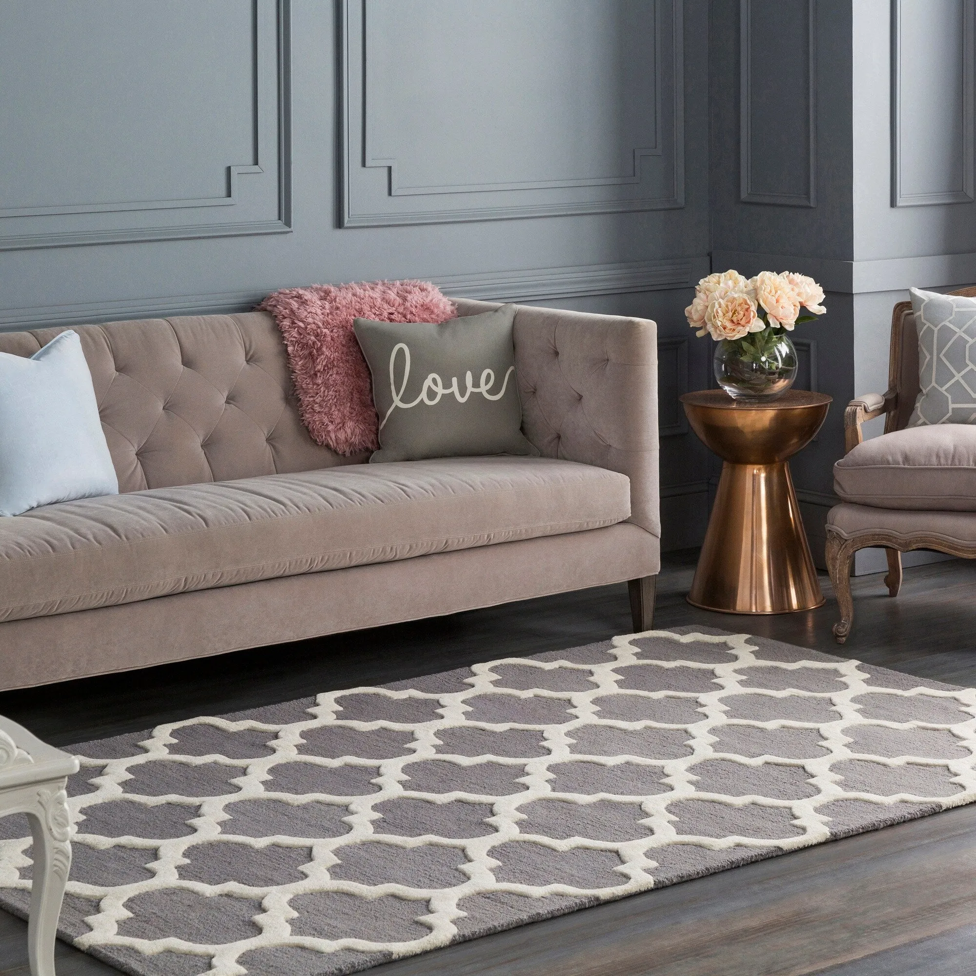 Hand-Tufted Fram Moroccan Trellis Wool Rug