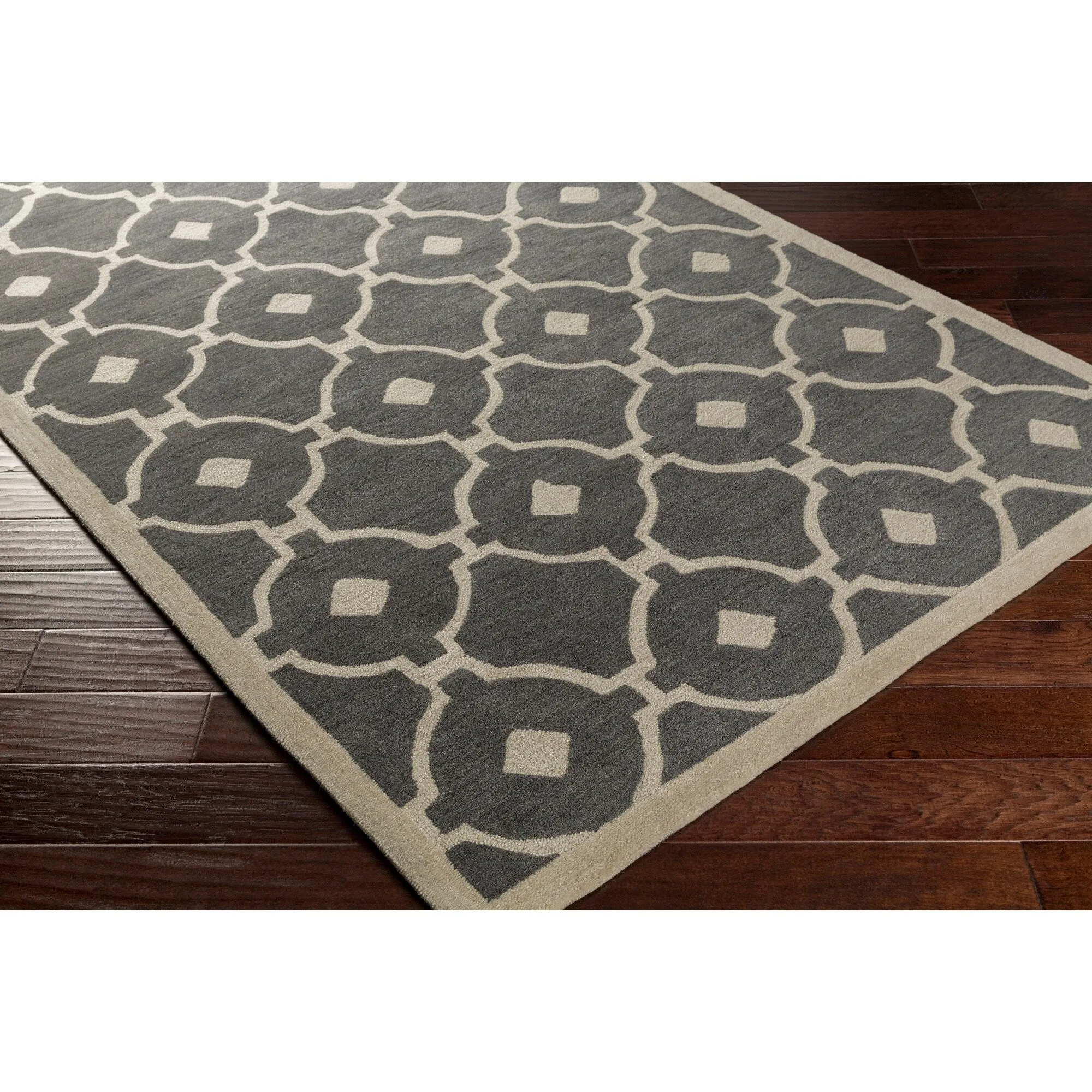 Hand-Tufted Grays Moroccan Trellis Rug