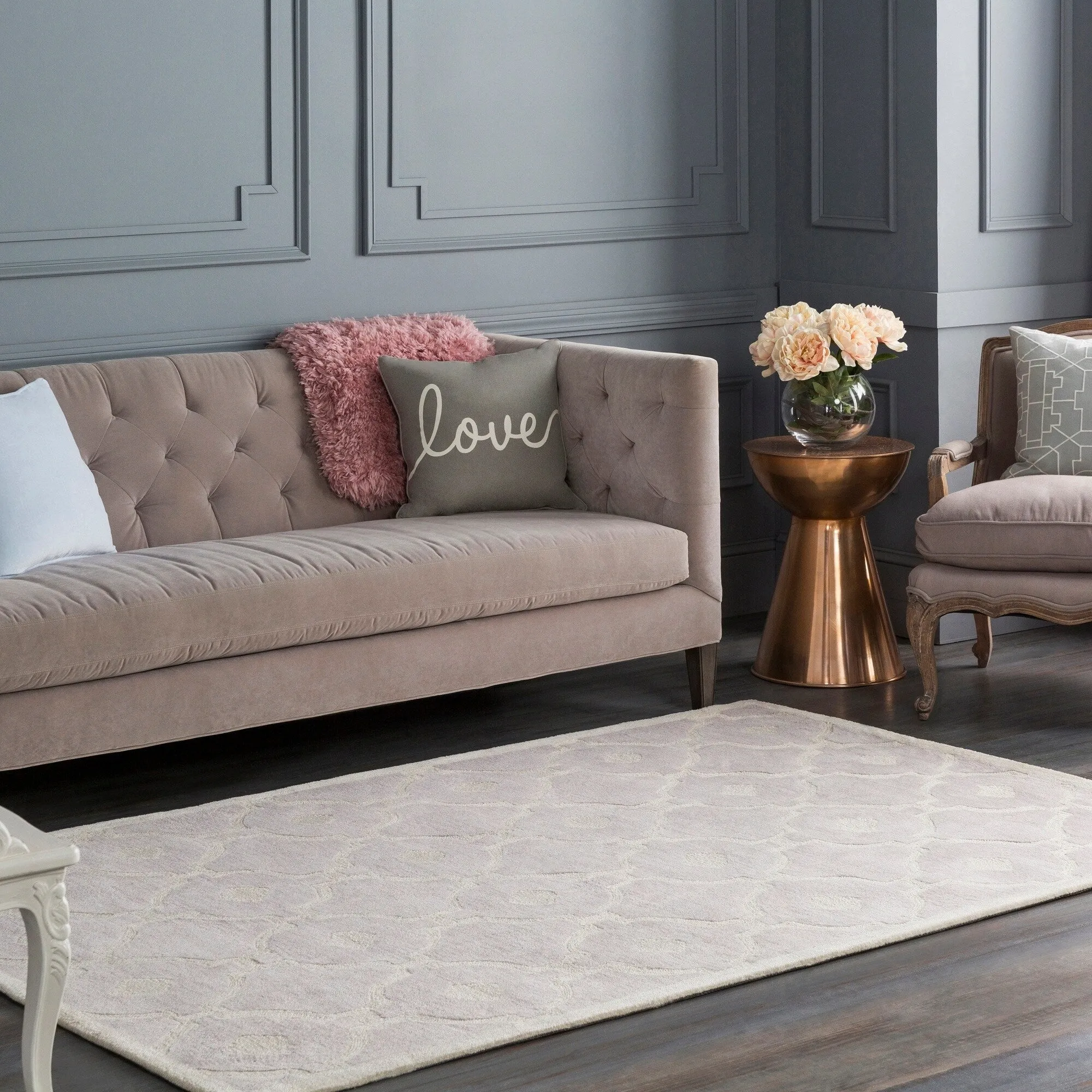 Hand-Tufted Grays Moroccan Trellis Rug