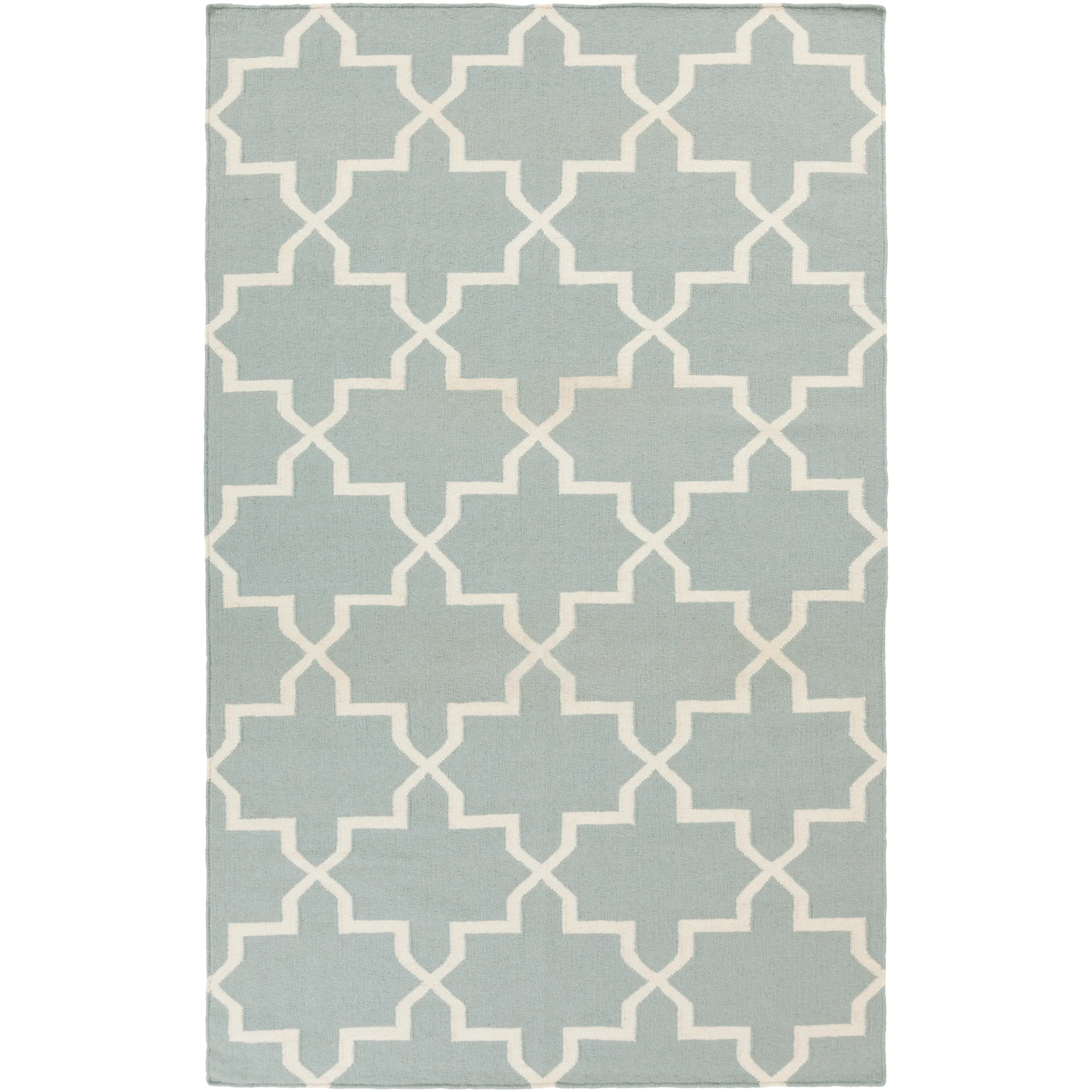 Hand-Woven Kellan Moroccan Tile Reversible Flatweave Wool Area Rug