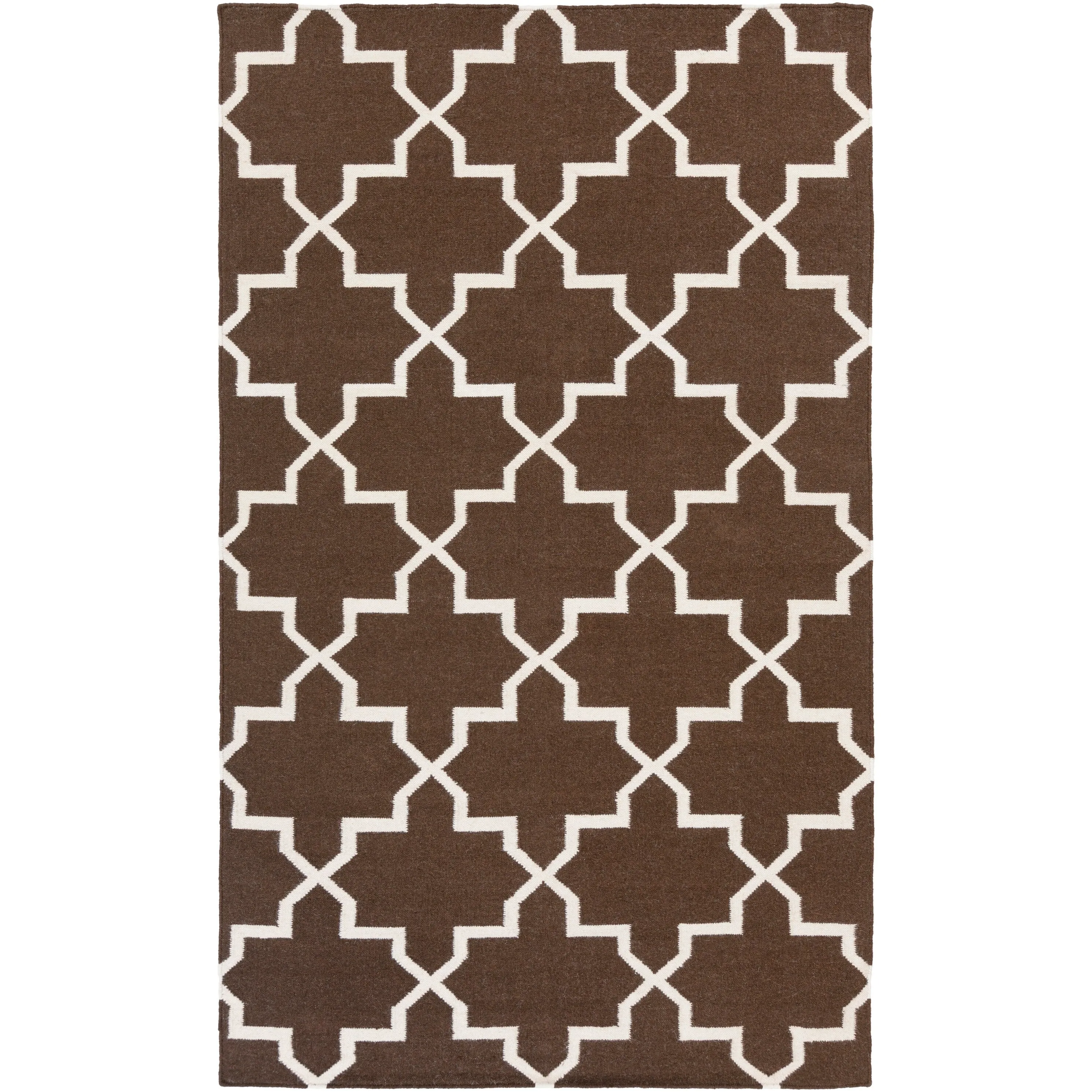 Hand-Woven Kellan Moroccan Tile Reversible Flatweave Wool Area Rug