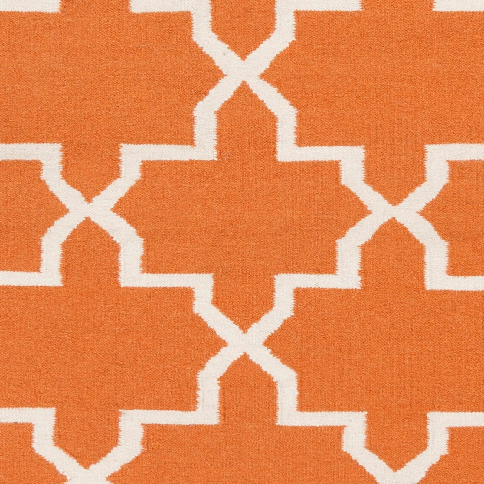 Hand-Woven Kellan Moroccan Tile Reversible Flatweave Wool Area Rug