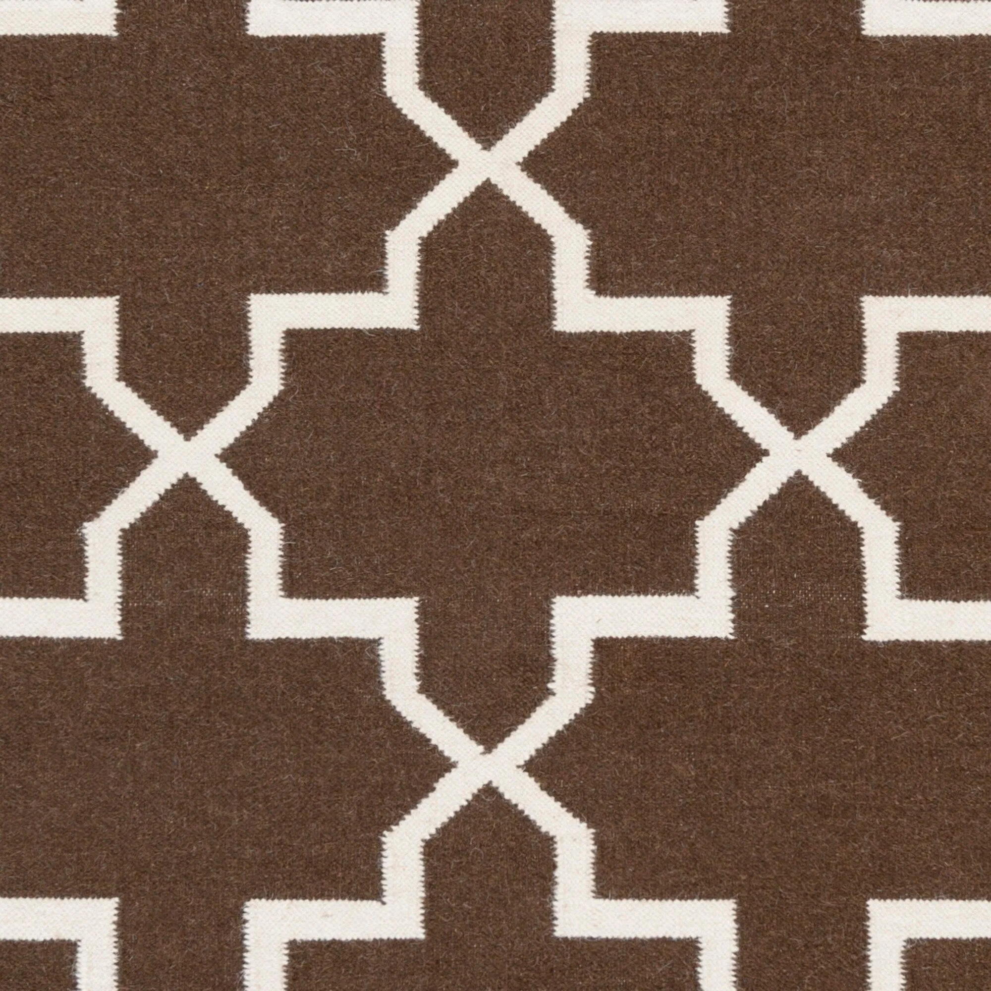 Hand-Woven Kellan Moroccan Tile Reversible Flatweave Wool Area Rug