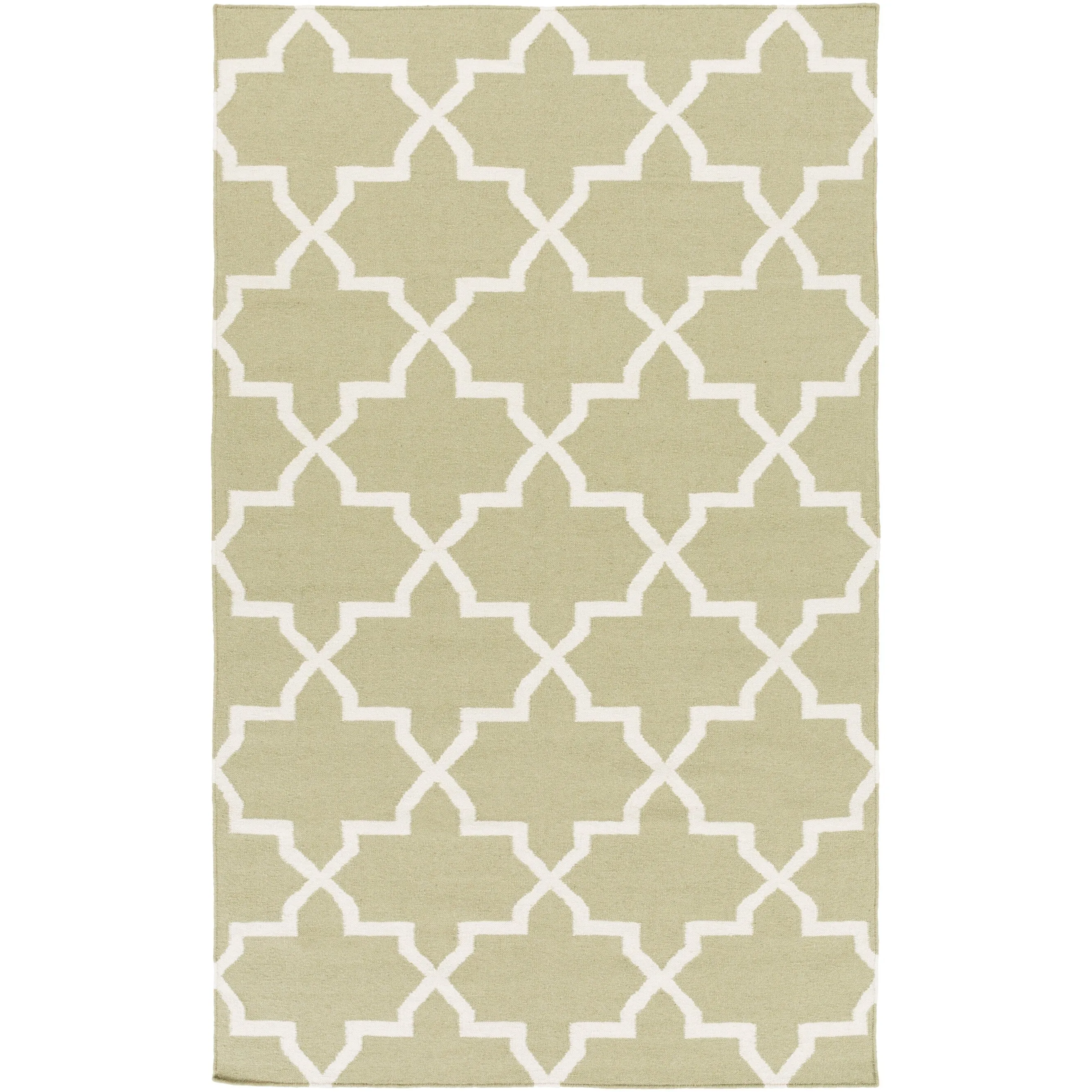 Hand-Woven Kellan Moroccan Tile Reversible Flatweave Wool Area Rug