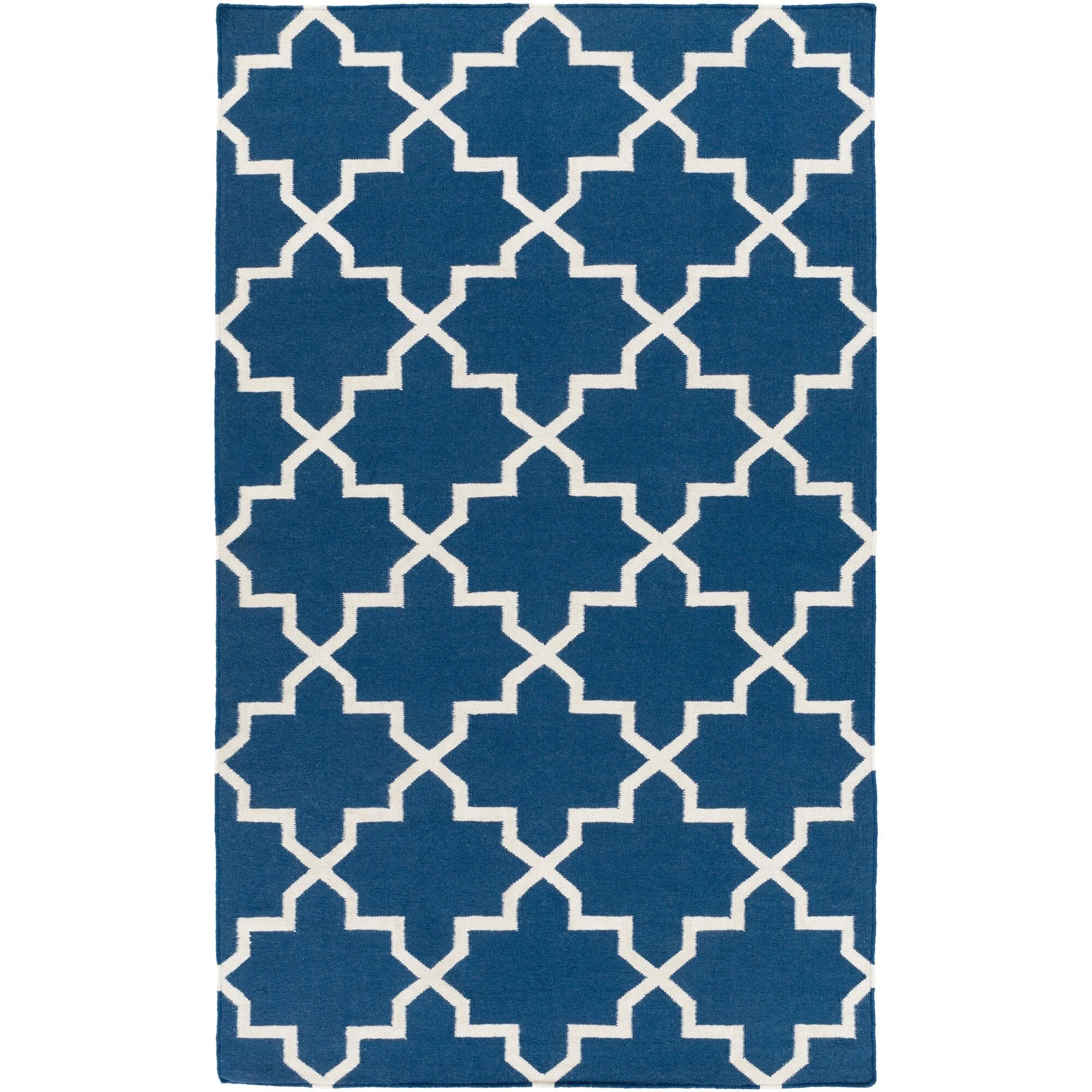 Hand-Woven Kellan Moroccan Tile Reversible Flatweave Wool Area Rug