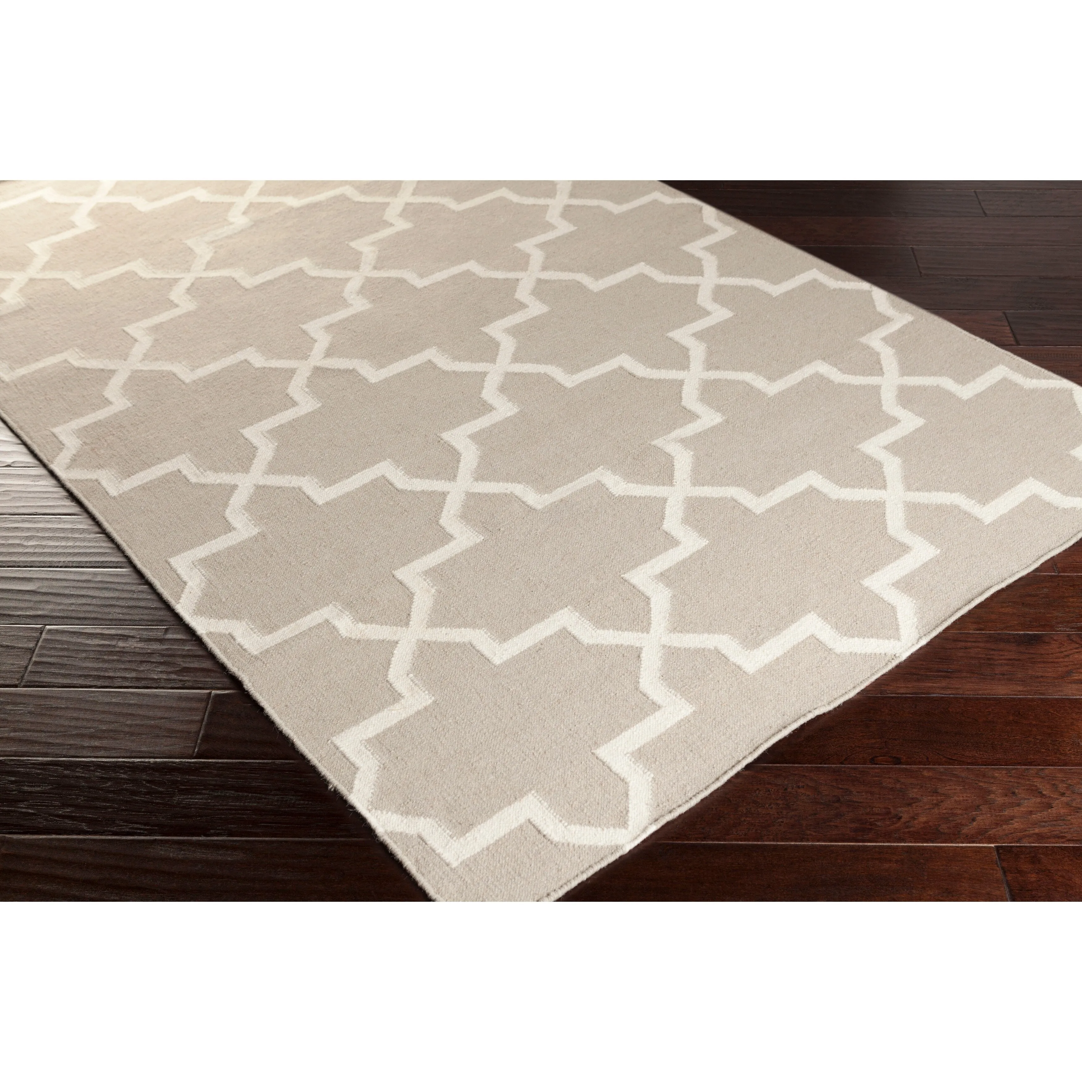 Hand-Woven Kellan Moroccan Tile Reversible Flatweave Wool Area Rug