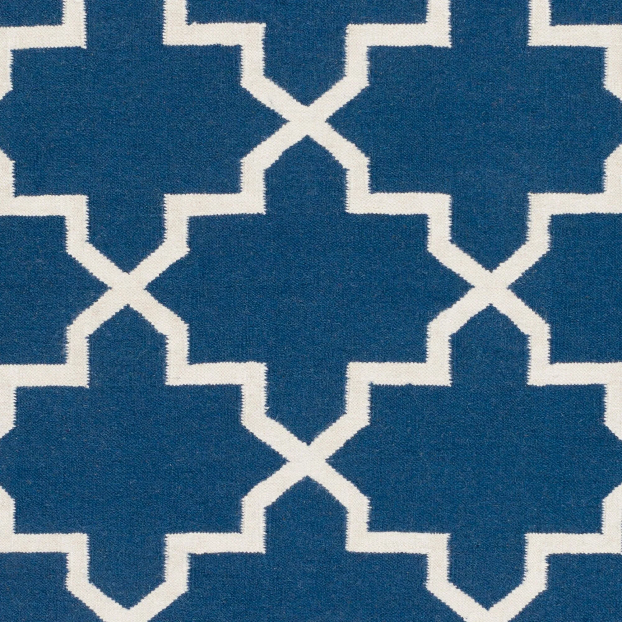Hand-Woven Kellan Moroccan Tile Reversible Flatweave Wool Area Rug
