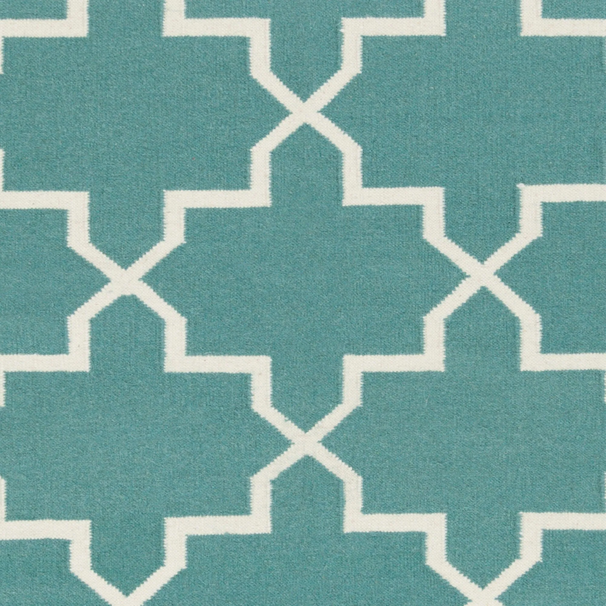 Hand-Woven Kellan Moroccan Tile Reversible Flatweave Wool Area Rug