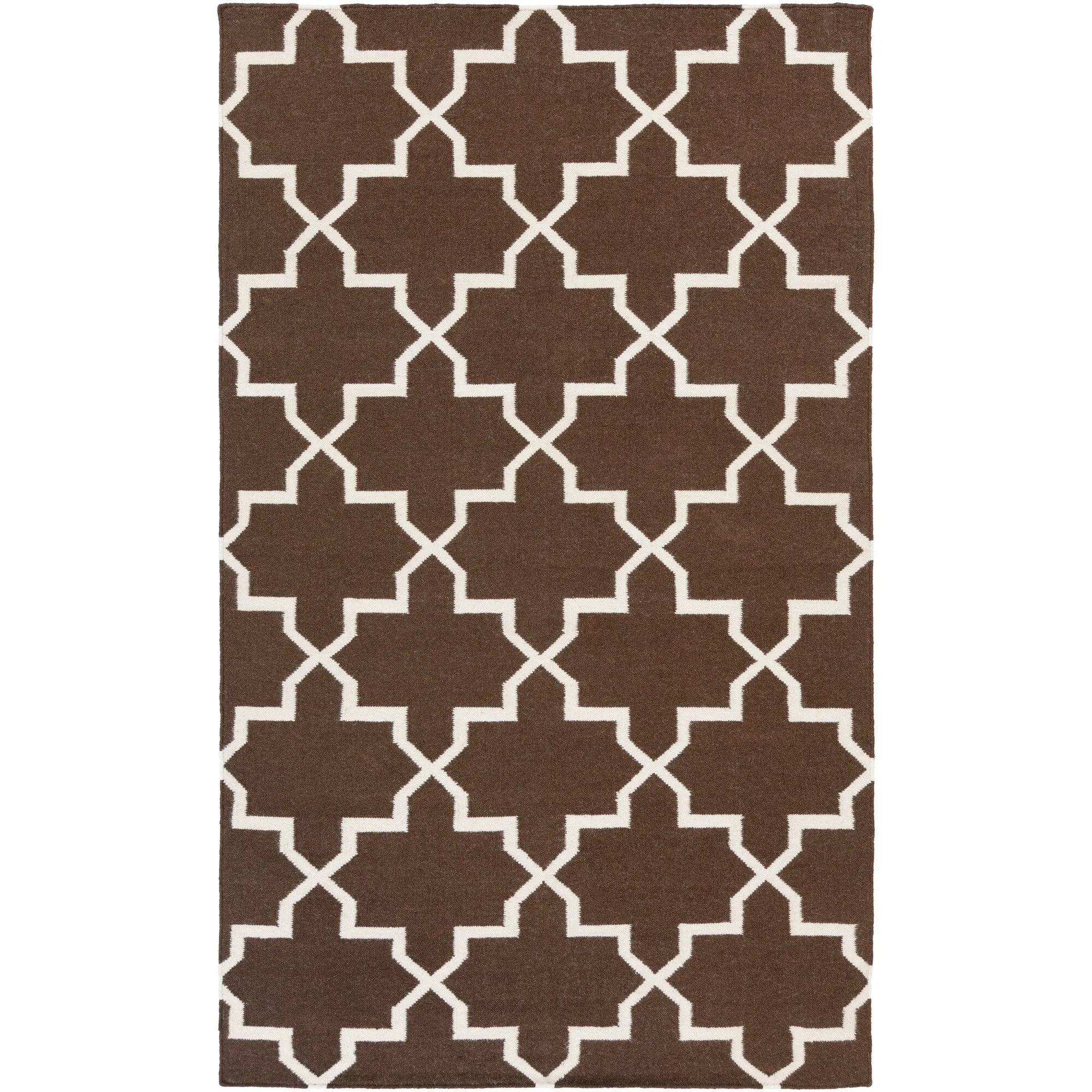 Hand-Woven Kellan Moroccan Tile Reversible Flatweave Wool Area Rug