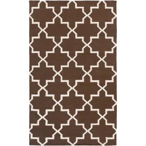 Hand-Woven Kellan Moroccan Tile Reversible Flatweave Wool Area Rug