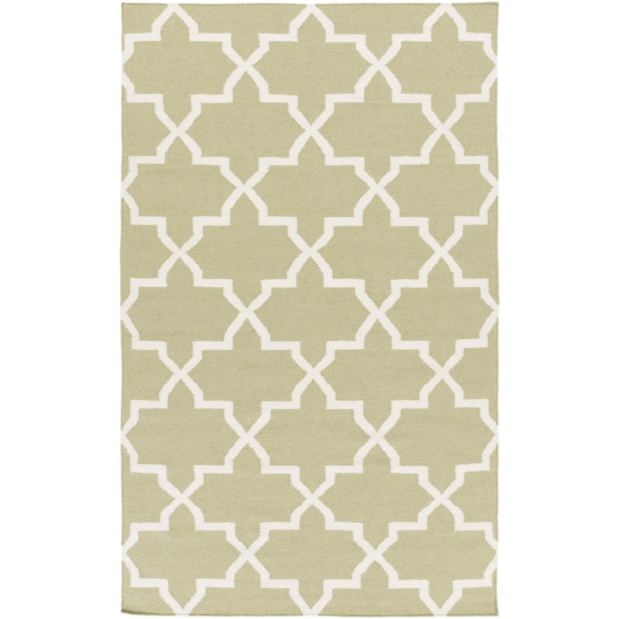Hand-Woven Kellan Moroccan Tile Reversible Flatweave Wool Area Rug