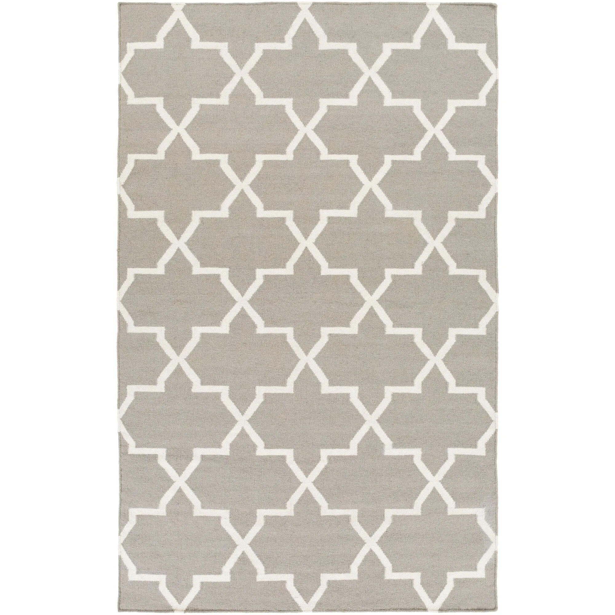 Hand-Woven Kellan Moroccan Tile Reversible Flatweave Wool Area Rug