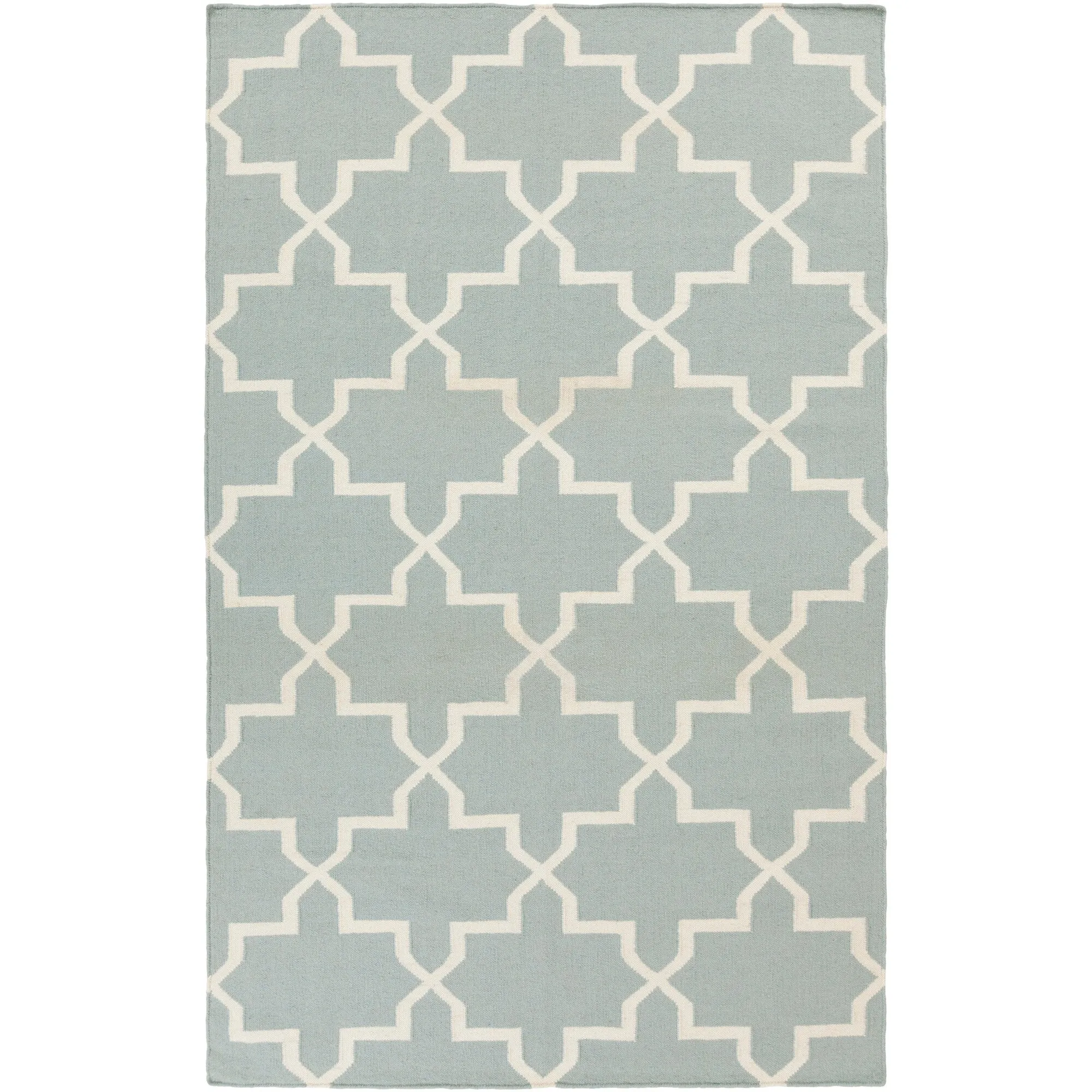 Hand-Woven Kellan Moroccan Tile Reversible Flatweave Wool Area Rug
