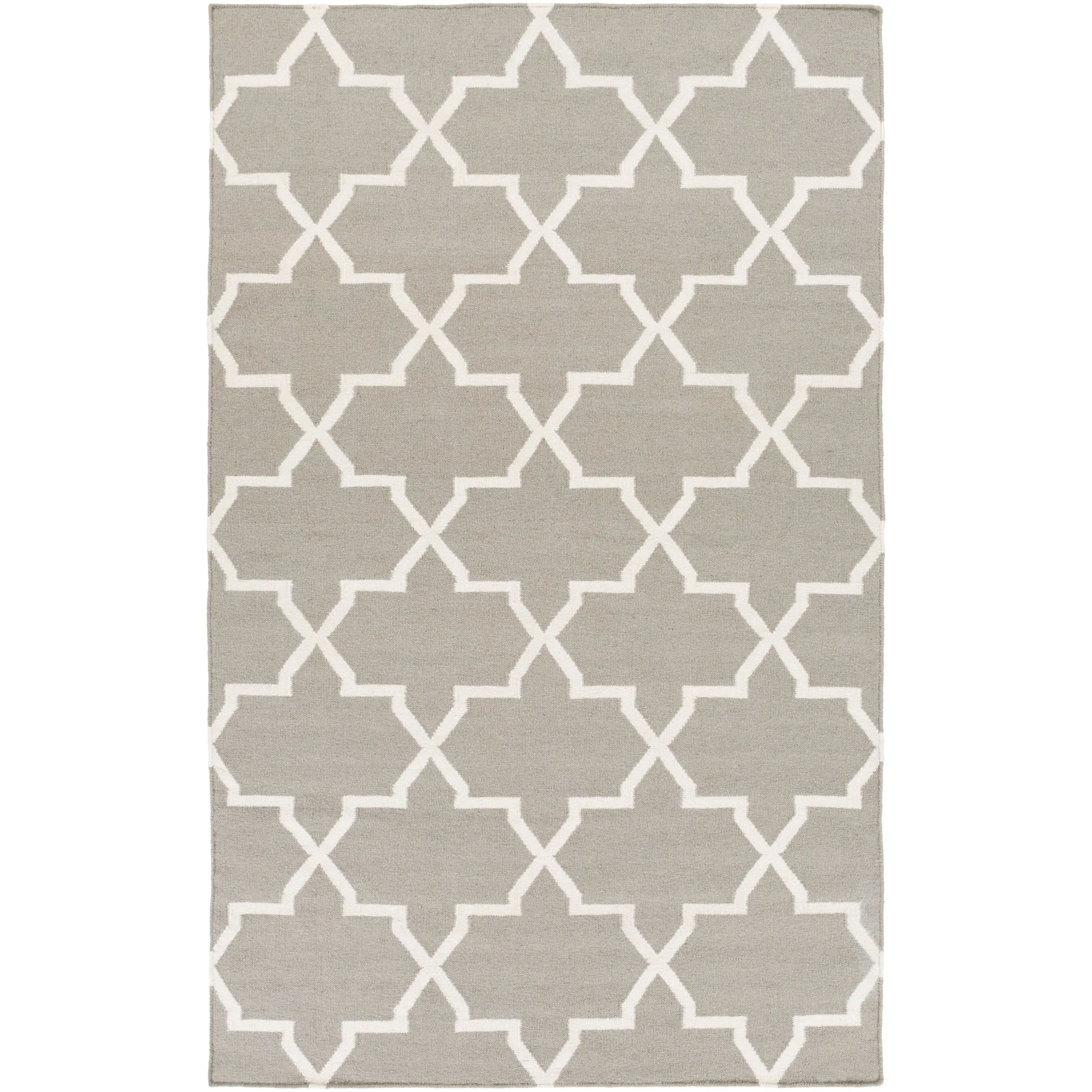 Hand-Woven Will Moroccan Tile Reversible Flatweave Wool Rug