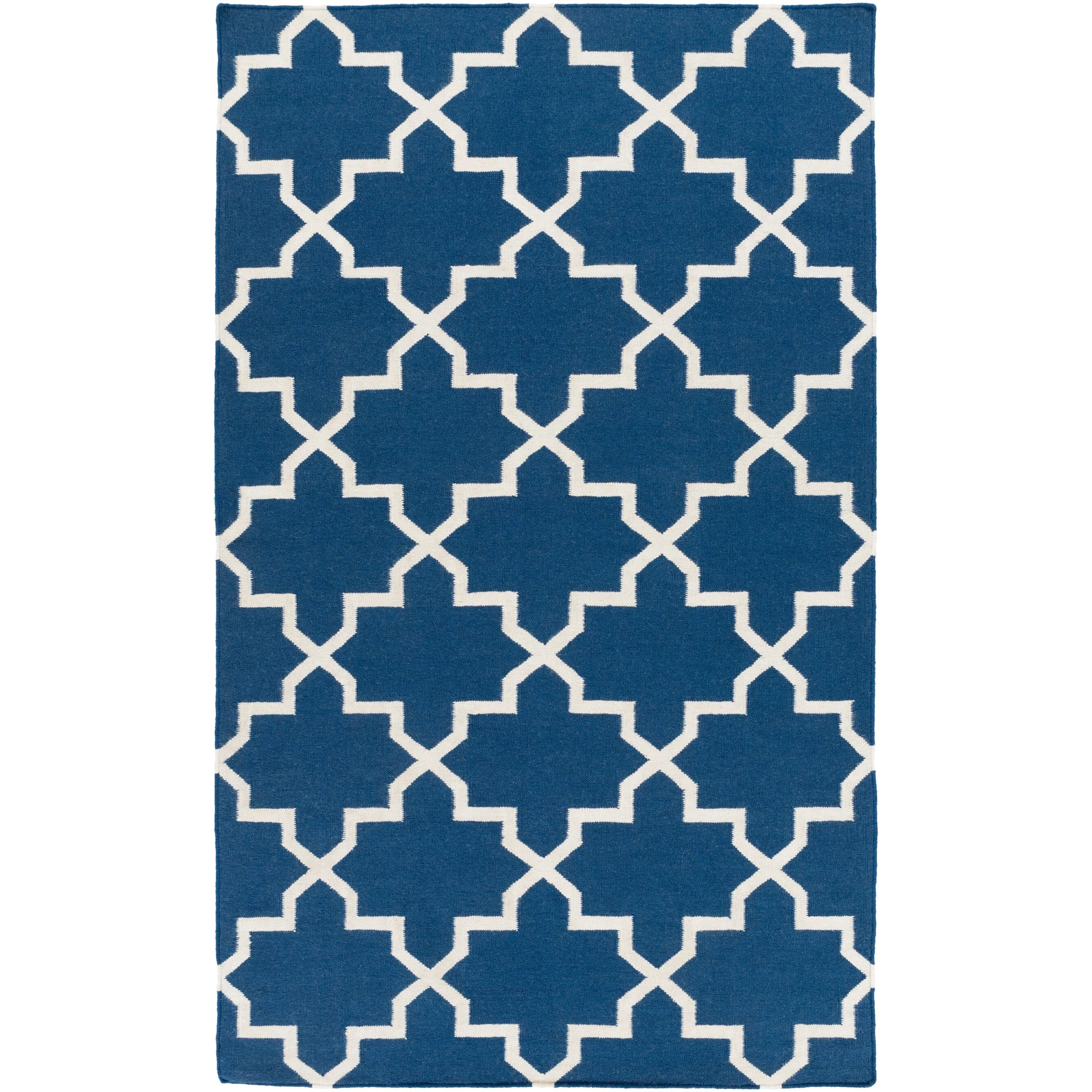 Hand-Woven Will Moroccan Tile Reversible Flatweave Wool Rug