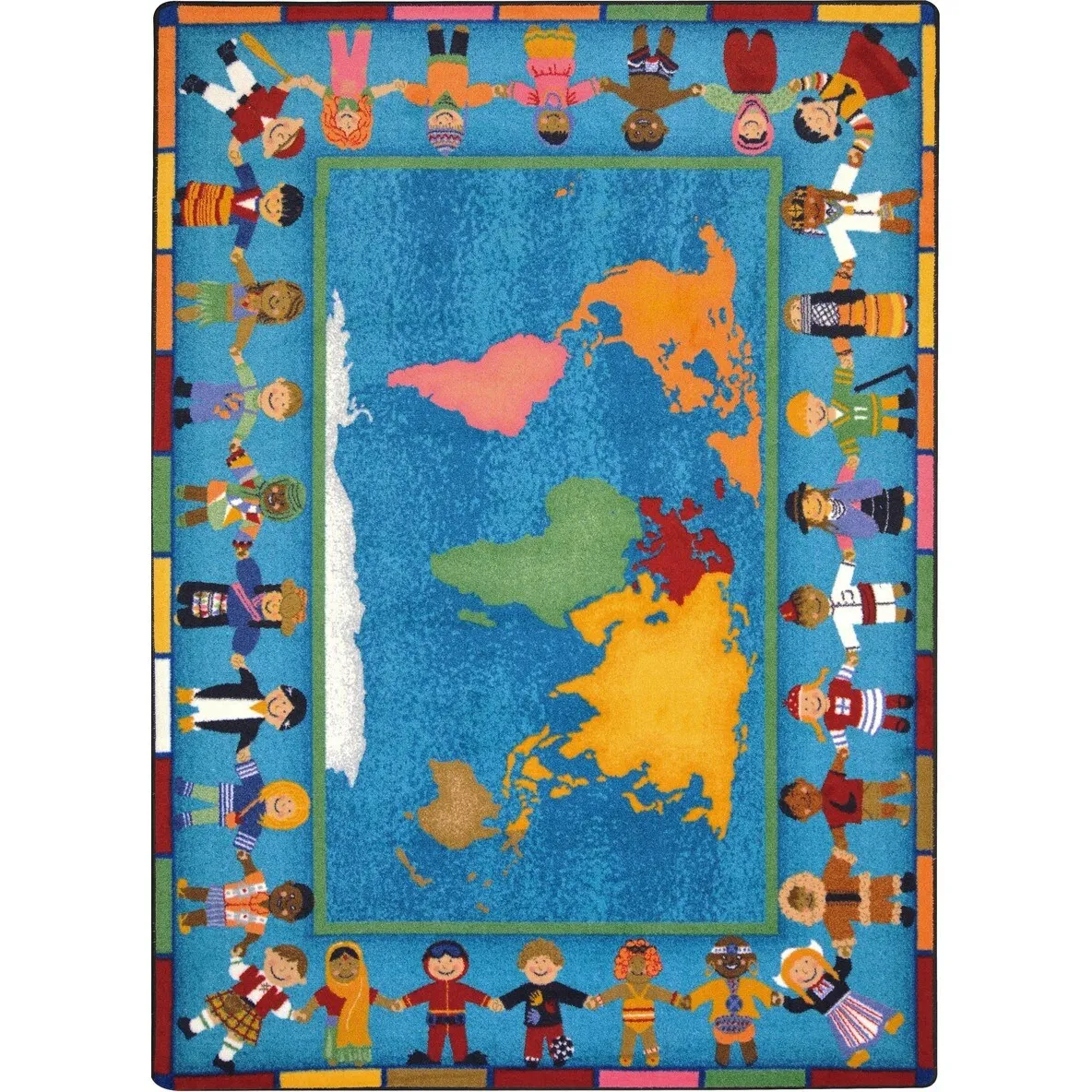 Hands Around the World Multi Educational Nylon Area Rug