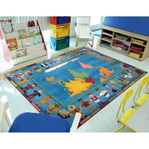 Hands Around the World Multi Educational Nylon Area Rug